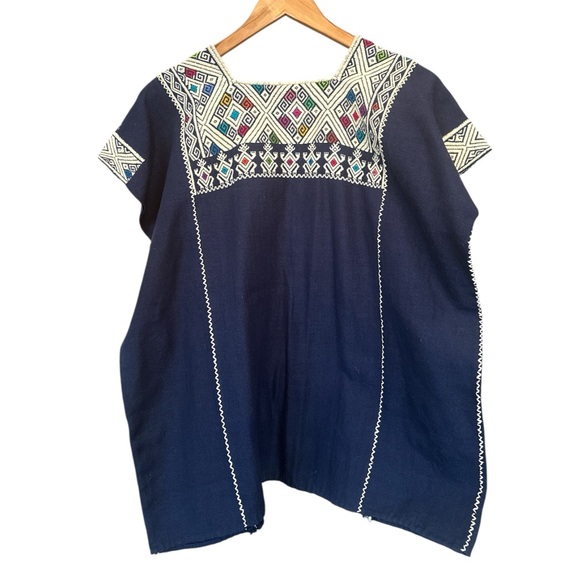 Mexican Embroidered Handmade Boho Tunic Top Floral Festival Blouse - Picture 1 of 5